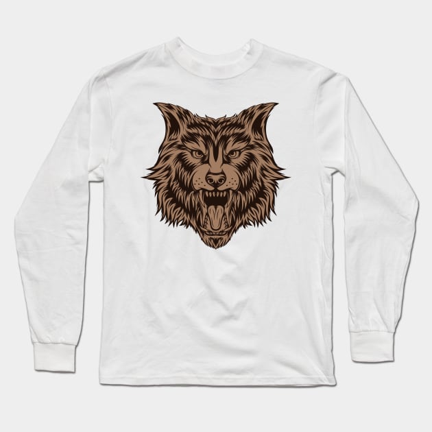 Vintage roaring wolf Long Sleeve T-Shirt by JagatKreasi